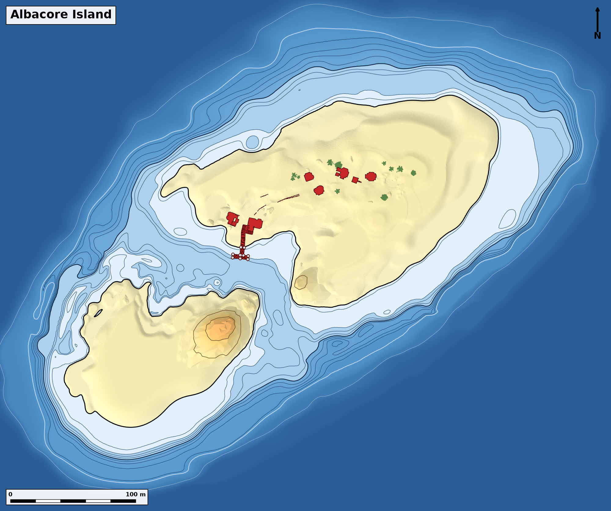 Bathymetry chart of Albacore Island