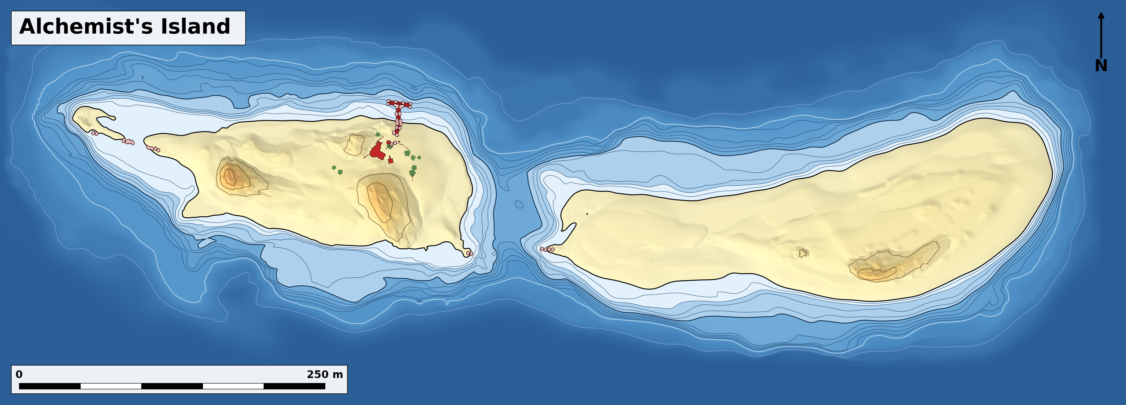 Bathymetry chart of Alchemist's Island