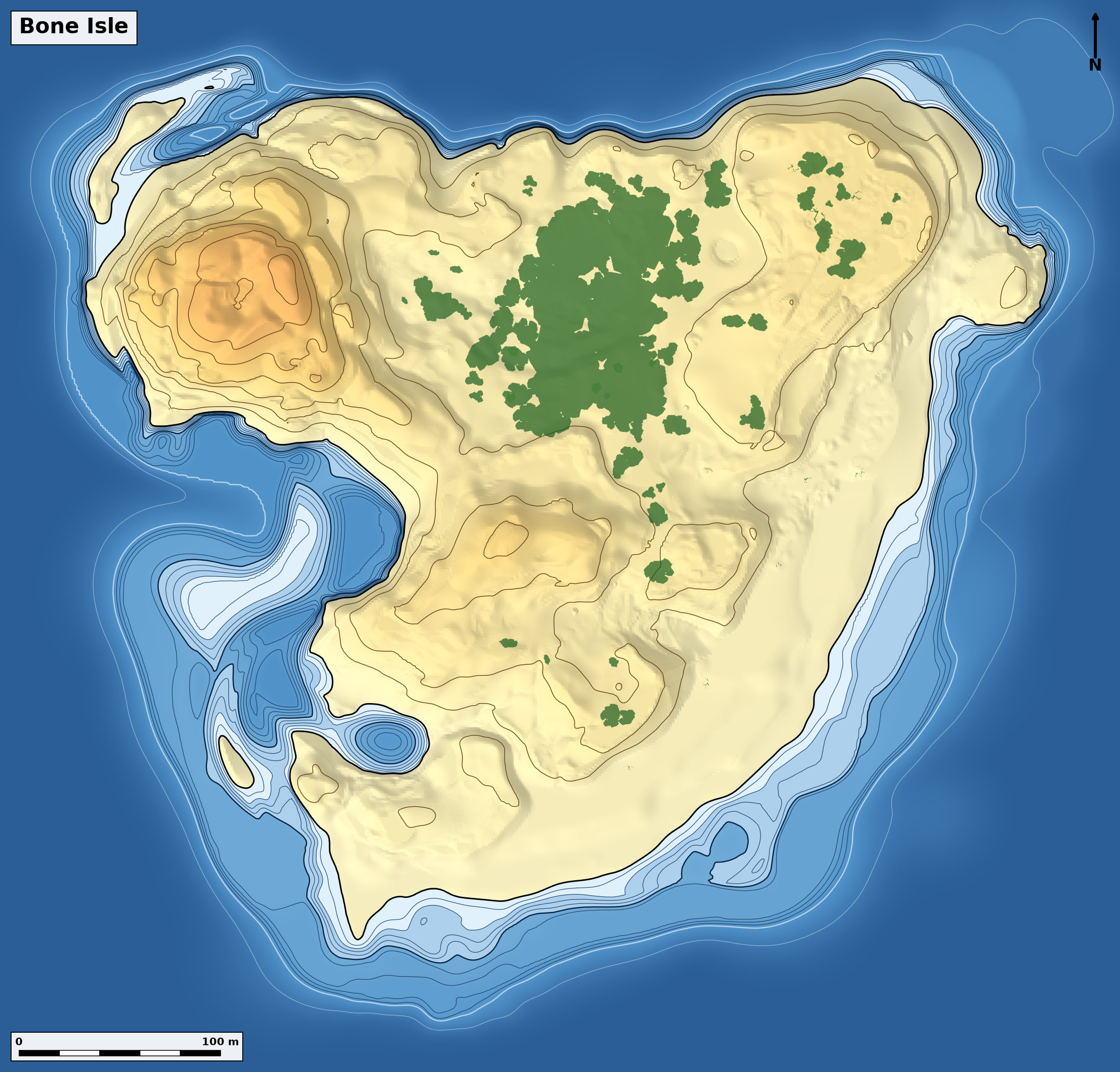 Bathymetry chart of Bone Isle
