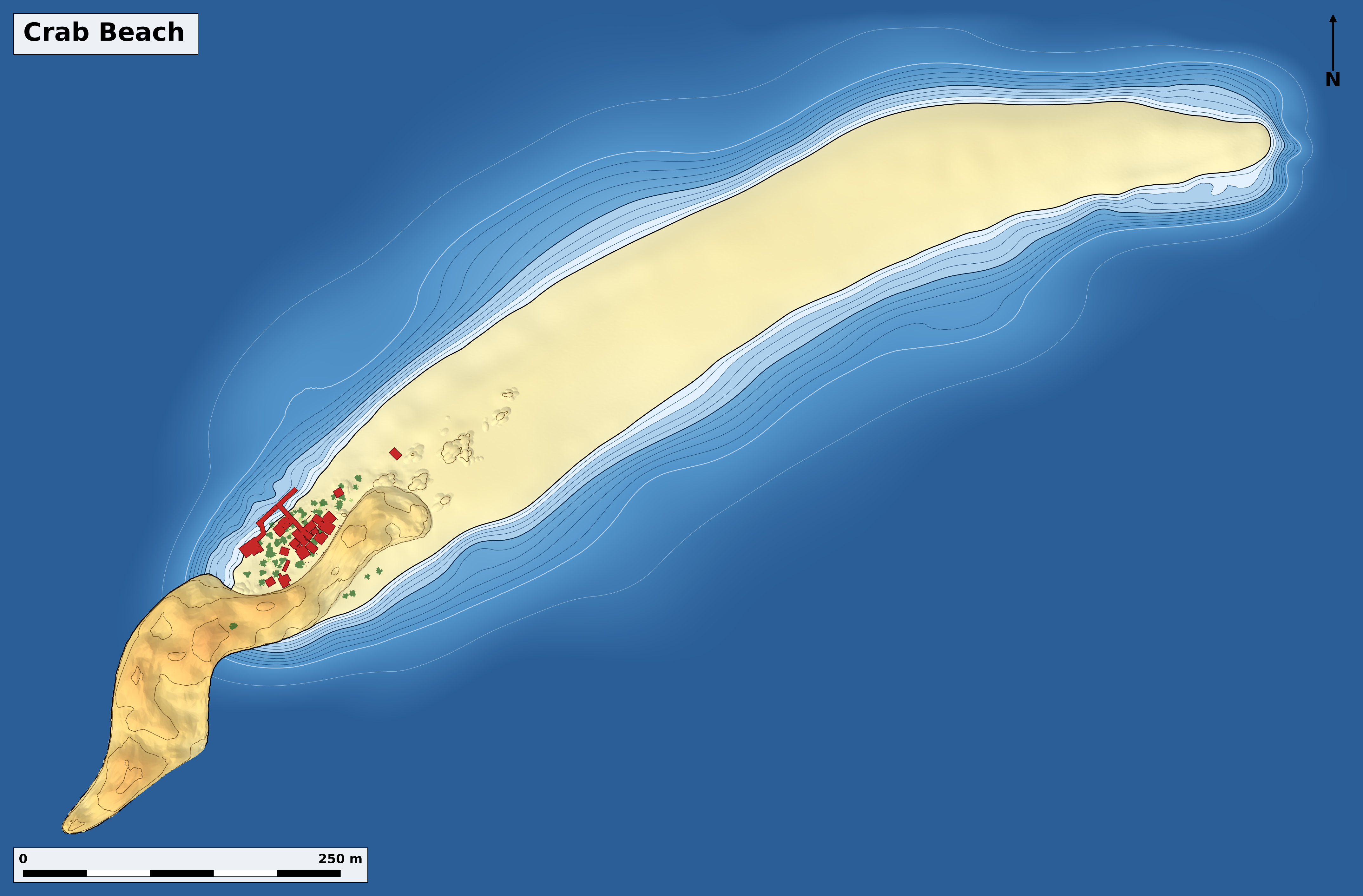 Bathymetry chart of Crab Beach