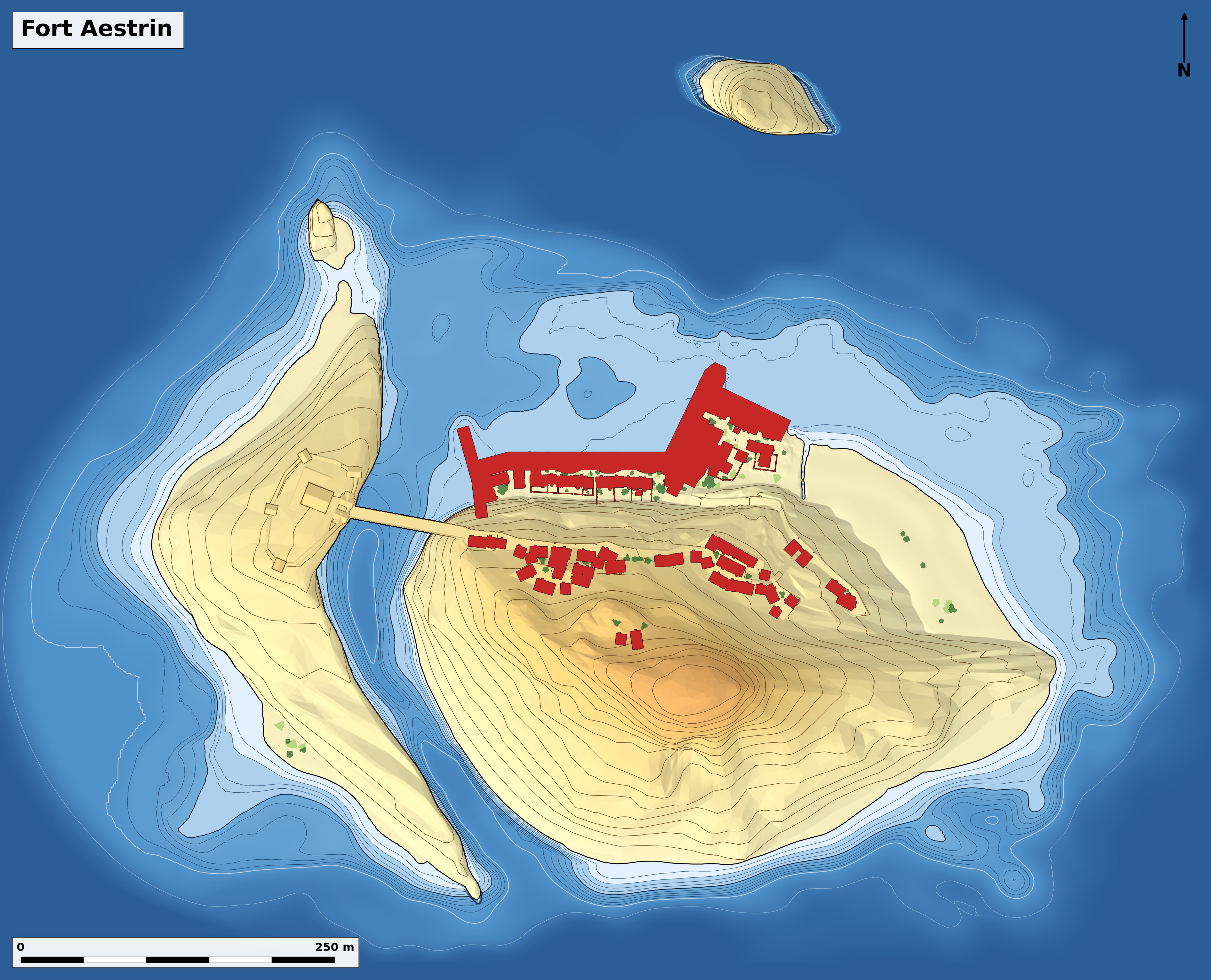 Bathymetry chart of Fort Aestrin