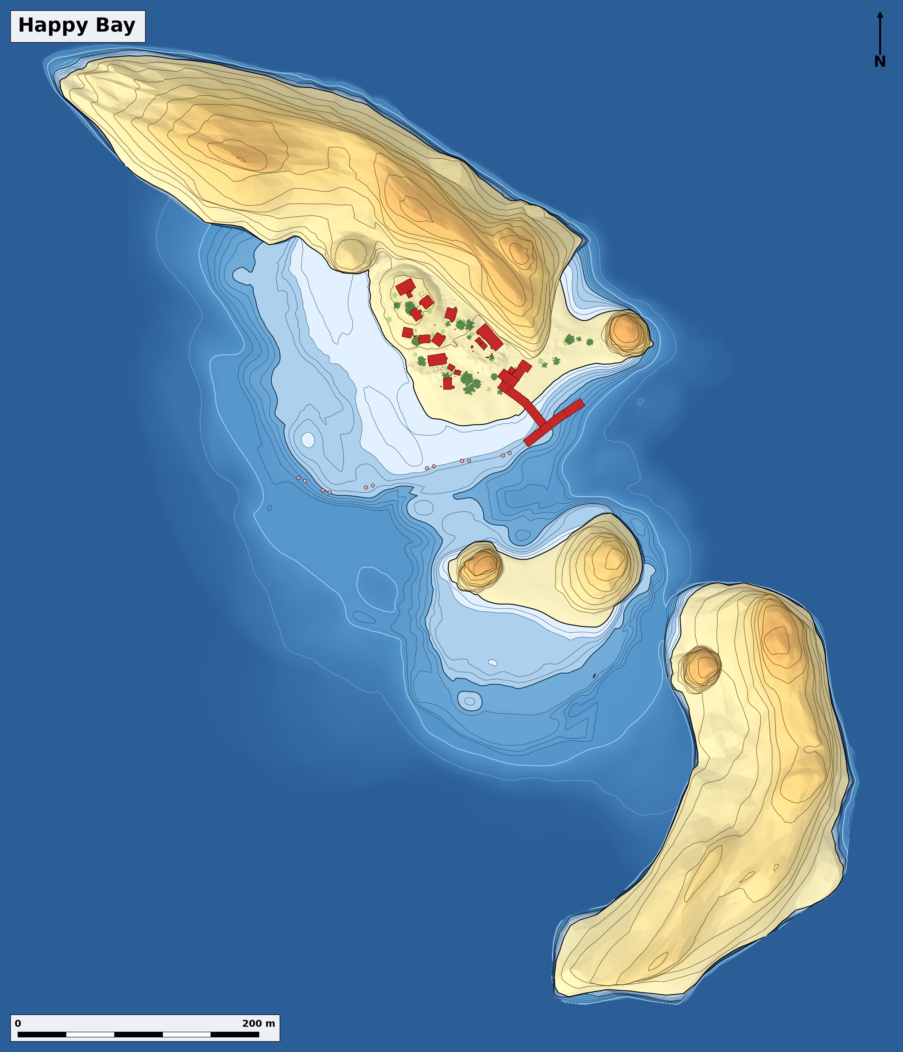 Bathymetry chart of Happy Bay