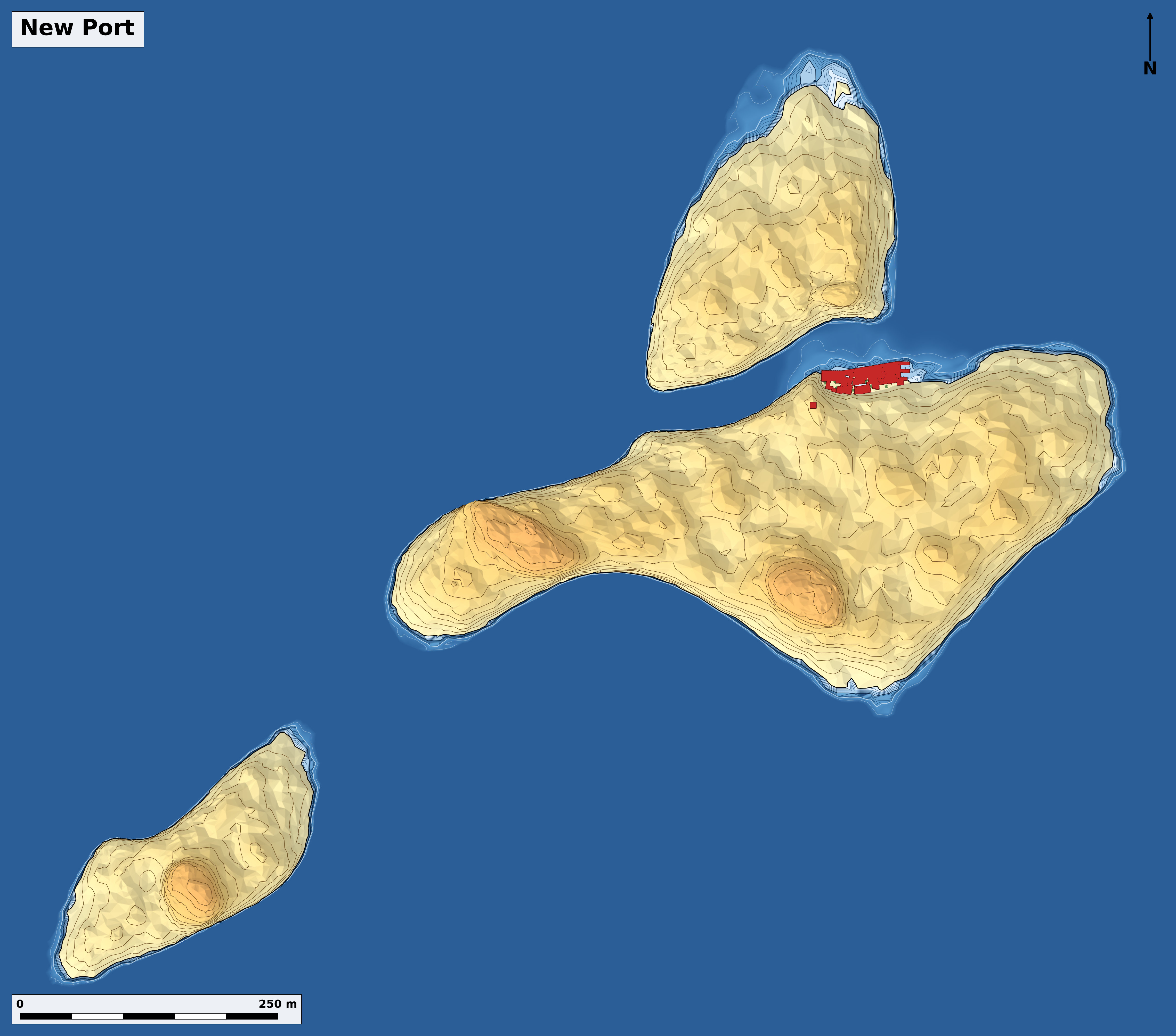 Bathymetry chart of New Port