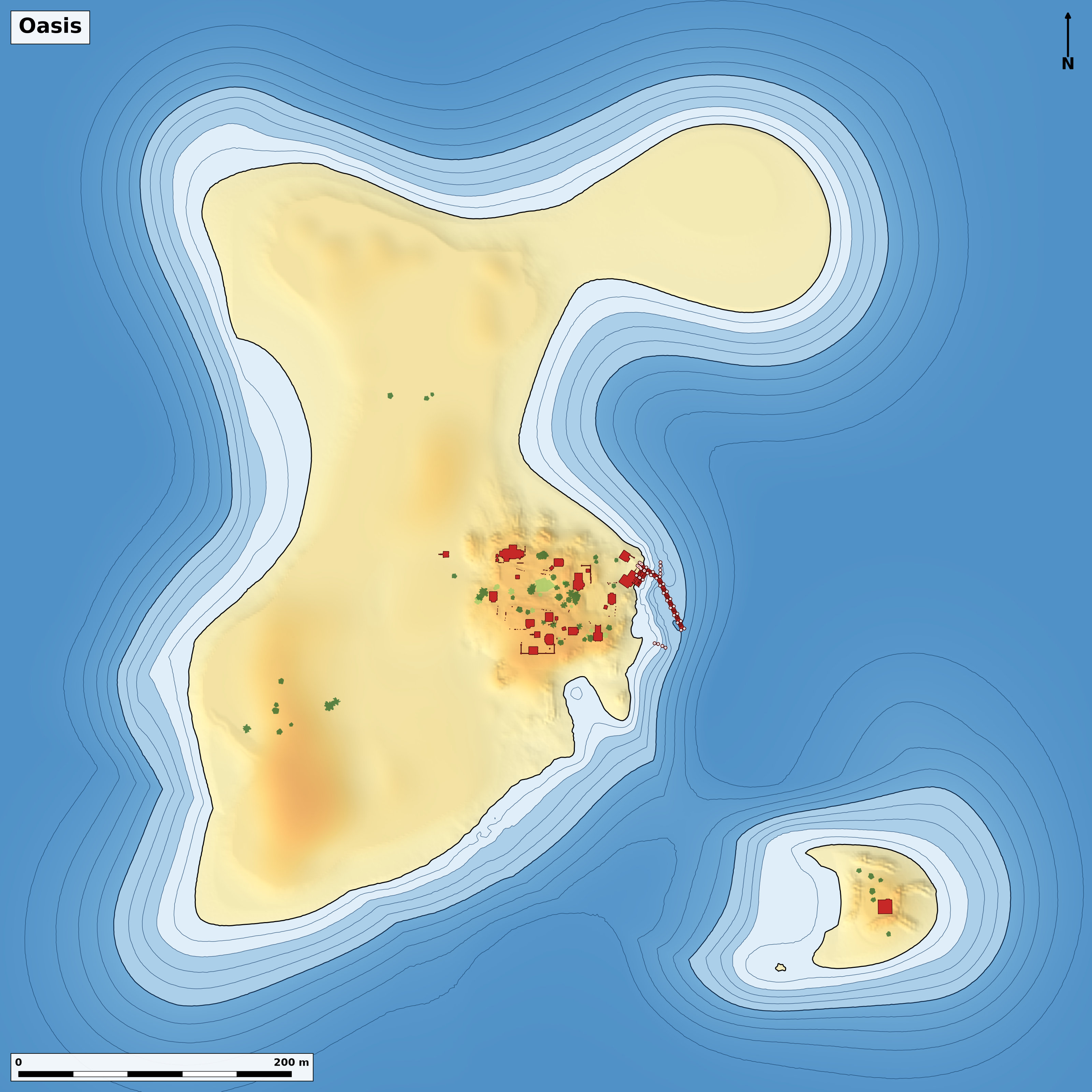 Bathymetry chart of Oasis