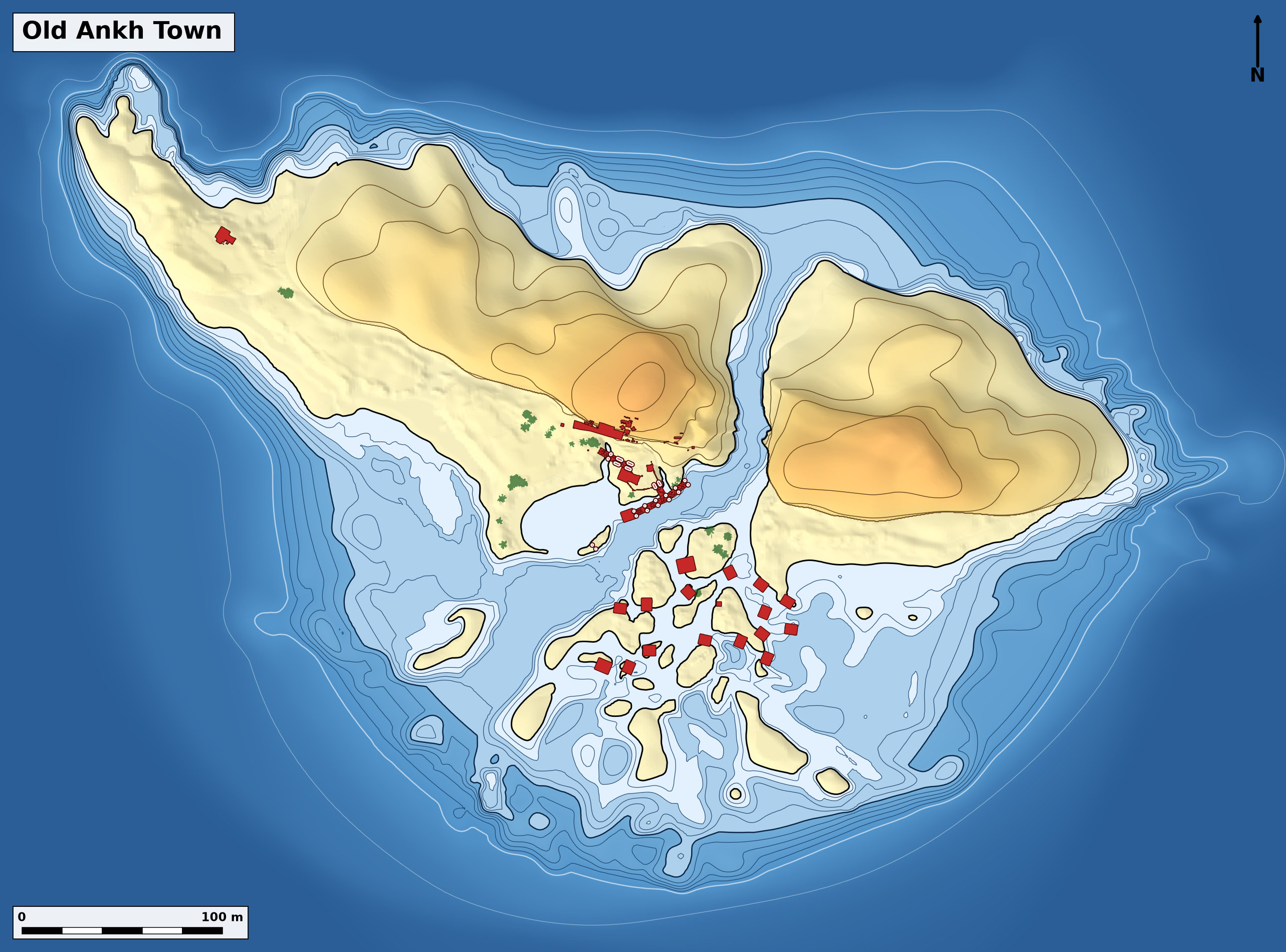 Bathymetry chart of Old Ankh Town