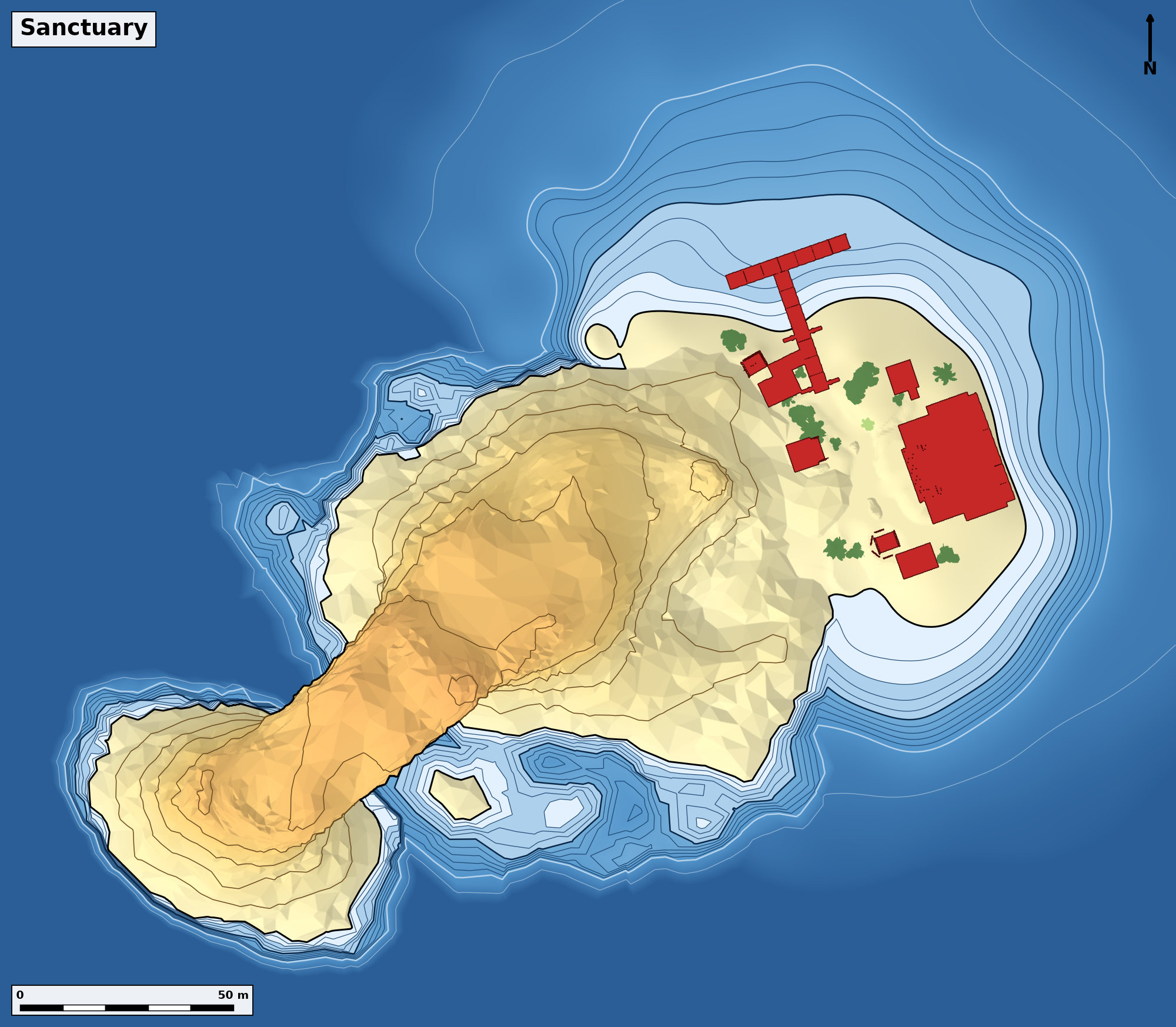 Bathymetry chart of Sanctuary